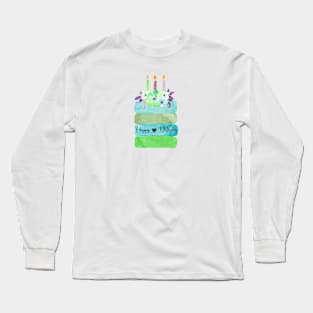 green Happy Birthday cake Long Sleeve T-Shirt